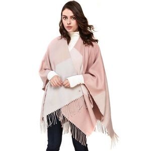 Soia & Kyo Woven Scarfigan with Fringe Scarf Shawl Wrap Cardigan